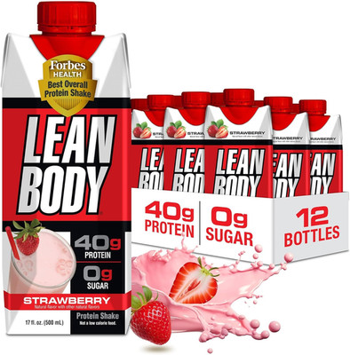 Labrada Lean Body Ready-To-Drink Strawberry Protein Shake, 40G Protein, Whey Ble