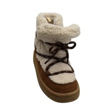 Old Navy Sherpa Lace-Up Alpine Boots Toddler Girls Size 10 Brown White