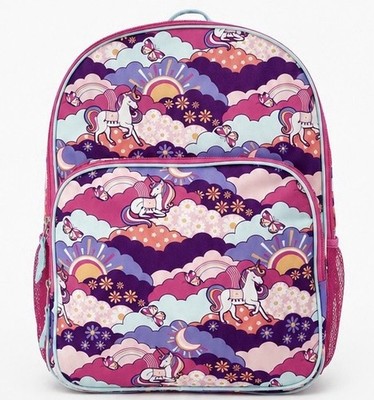 Girls Unicorn Floral Polyester Zip Adjustable Backpack
