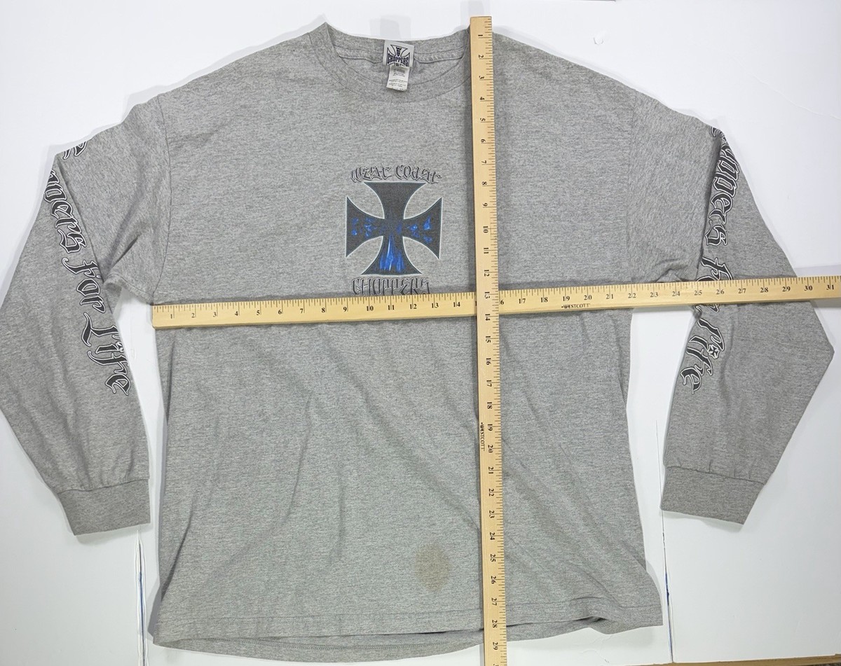 West Coast Choppers Long Sleeve T Shirt Gray Jesse Who Choppers XL