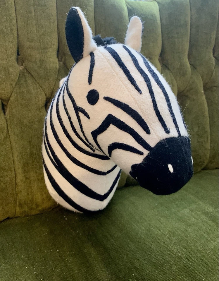 Pier One Imports Plush Zebra Head Wall Hanger 7.5" * Kids Room/Nursery Decor - Image 2 of 4