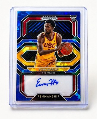 Evan Mobley RC Auto /25 Prizm Draft Picks Blue Rookie Autograph SSP Cavs