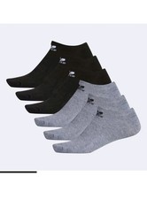 Adidas Trefoil No Show Socks 6 Pairs Black/Grey CH7678 Sz L 8-12 Mens/10-13 W