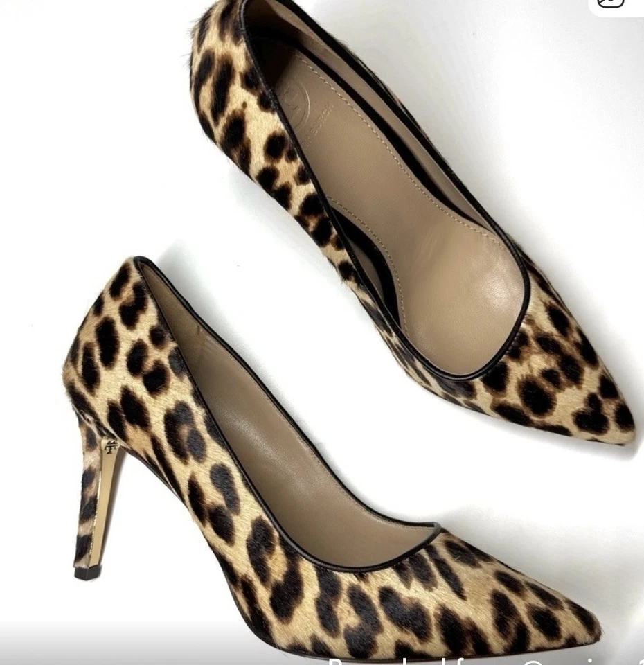 Zapatos de salón Tory Burch Elana 85 mm Leo coco 7 venta al por menor $325 pelo de becerro napa cuero Foto 3 de 4