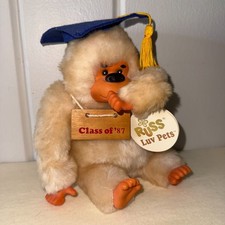 Vintage Russ Luv-Pets Plush GRADUATION Gonga 9" Gorilla with Tag Thumb Sucker