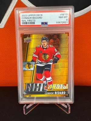 Connor Bedard # Blackhawks # 2023-24 UD Series 2 Hockey NHL FIRSTS #NF-19