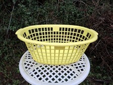 Vintage / Retro 1970s Oval Yellow Washing Laundry Basket Prop / etc