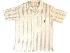 Vintage D  Accord Men  s Short Sleeve Tan Large Stripe 90s Luxury Edition