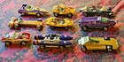 9 Vintage Johnny Lightning Cars + 1968 Hot Wheels Super Rally Tire Carrying Case