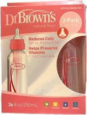 Dr. Brown's Baby Bottles Natural Flow Anti Colic - Pink 8oz 3 Pk NIB