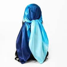 Soft and Breathable Gradient Rainbow Satin Scarf Square Head Wrap for For women