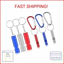QFGasre Emergency Whistle with Keychain, 6 Pcs Aluminum Whistles Extra Loud Surv
