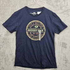 Mossy Oak Shirt Mens Medium Blue Live & Breathe Outdoors Camo Graphic Tee