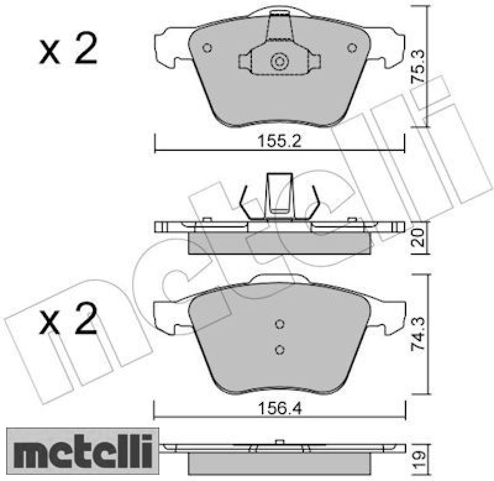 metelli 22-0599-1 Bremsbelagsatz für Scheibenbremse Bremsbelagsatz