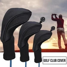 3Pcs Golf Club Head Covers Set Driver 1# 3# 5# Fairway Woods Long Neck Headcover