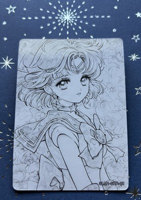 Sailor Moon SKR Card- Mercury, Black/White, Fan Art, Collectible Trading Card