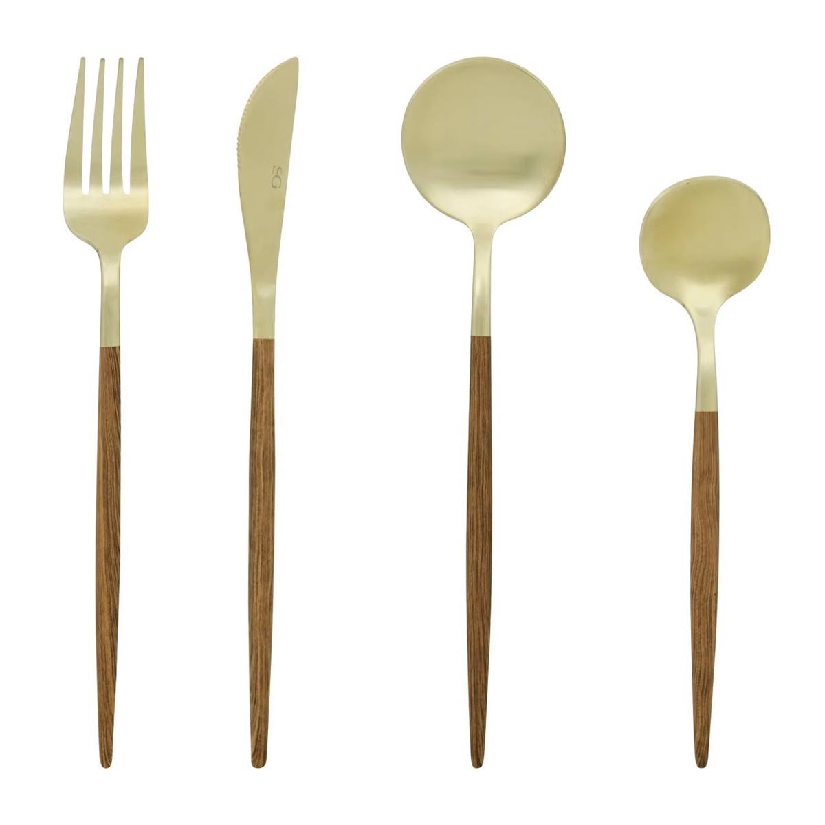 Ménagère 24 pièces acier inoxydable Ida 22cm marron service couverts table