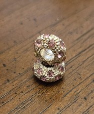 Set of 2 Sparkly Bracelet Beads With Pink Stones