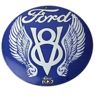 Vintage Ford Motors Sign - Classic V8 Garage Gas Pump Automotive Porcelain Sign