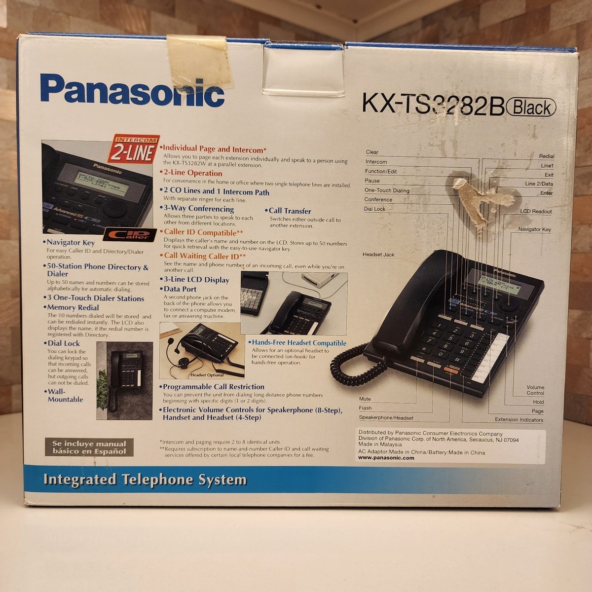 Panasonic KX-TS3282B 5.8 GHz Single Line Corded Phone for sale