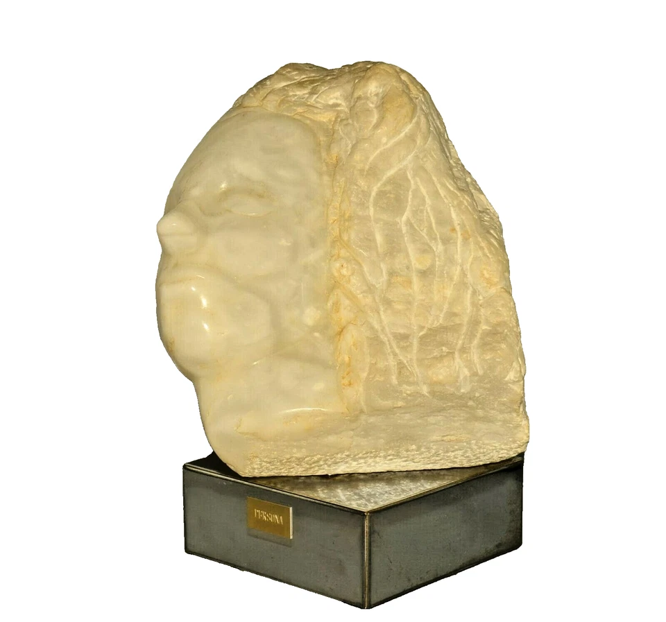 MARGIE Original Vintage Signed MCM Alabaster Female Bust Sculpture Head Statue - Image 3 of 4
