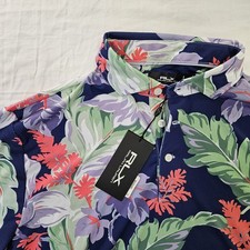 RLX Ralph Lauren Performance Golf Polo Shirt Blue Blue Floral Men's Size Medium