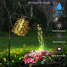 1 Pack Solar Watering Can with Lights,Solar Outdoor Garden Decor Waterproof Hang
