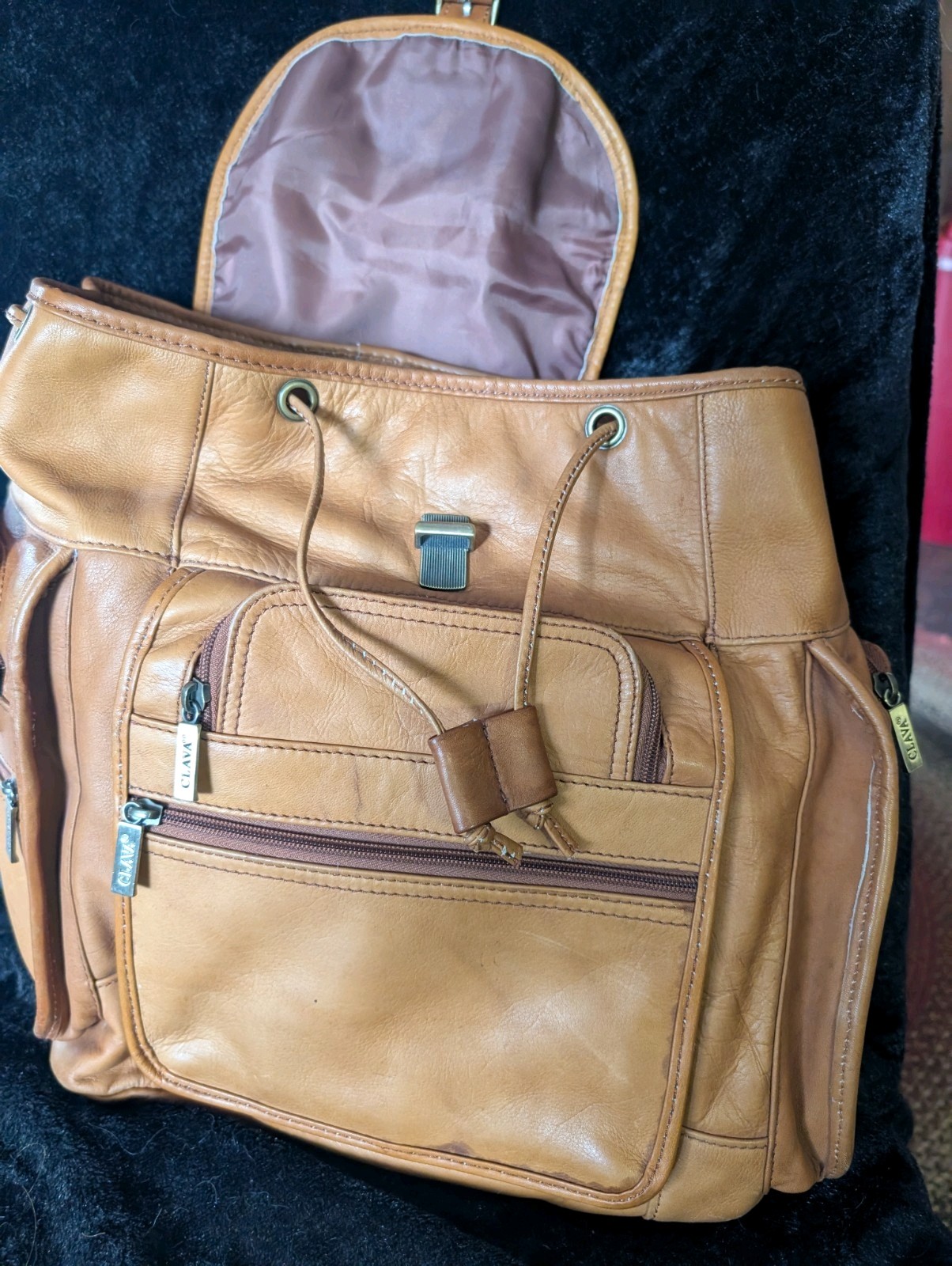 Clava American Leather Drawstring Backpack Unisex… - image 10