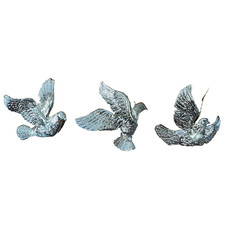 Lot of 3 Gold Dove Ornaments 3.5 Plastic Chri...