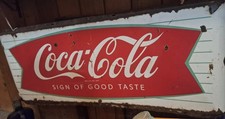 1950 Vintage Coca Cola Sign Fishtale Sign Metal Sign