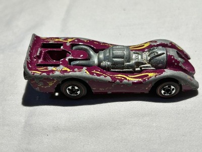 Hot Wheels Redline Jet Threat 1970 Purple W/Flames Made In Hong Kong