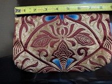 Vintage clutch bag with gold and blue embroidery