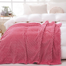 Rose Pink Throw Blanket 50" 60" Gifts for Mom Fuzzy 3D Jacquard Decorative