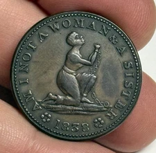 AU 1838 (HT-81) Am I Not A Woman & A Sister ANTI-SLAVERY Hard Times Token
