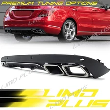 Rear Diffuser+Tips for Mercedes C-Class W205 Sedan 2015-2021 Base NON-AMG Bumper