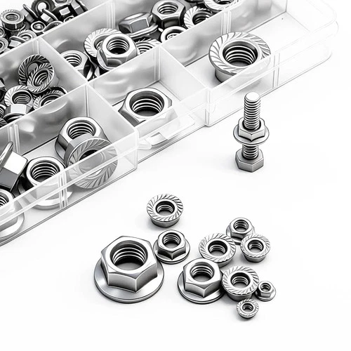 85PCS 6 Metric Sizes 304 Stainless Steel Hex Flange Nuts Assortment Kit-M3 M4 M5 image 7