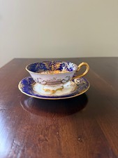 ⚜️Antique CauldonCobalt Blue & Gold Cup & Saucer 1910~1930