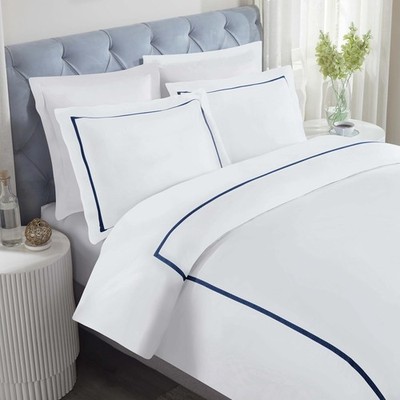Superior Embroidered Cotton Bed Sheet Set, 1 Elastic Deep Pocket Fitted Sheet, 1