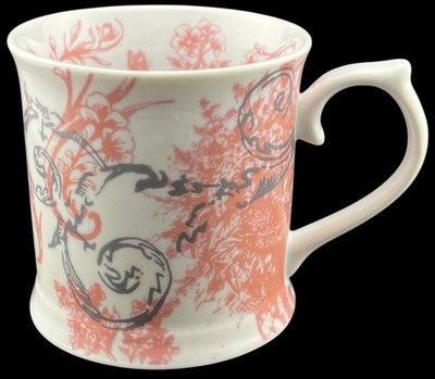 Rosanna J Adore Paris Coffee Mug Cup Cream Porcelain Pink & Gray Flowers 4 