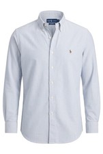 Ralph Lauren Yarmouth Shirt Men's L Blue White Striped Cotton Oxford Button Down