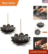 Compact Brass Lotus Incense Burner Set for Meditation & Relaxation