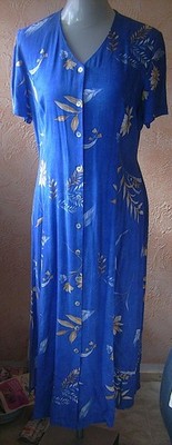 Sommer  Kleid lang  Gr.42   blau   Maße