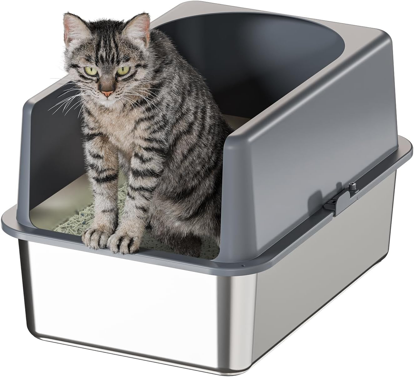 Lettiera Professionale Acciaio Inox XXL: Ideale per Più Gatti