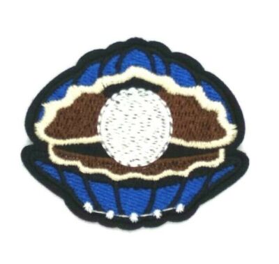 us seller  White Pearl in Shell Embroidered Iron On Patch Applique 1503