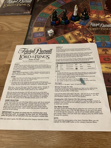 Lotr Board Game Trivial Pursuit Trilogy Edition DVD Christmas Lord Of The Rings - Picture 2 of 14
