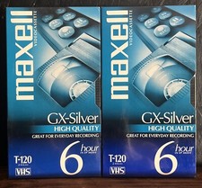 Maxell GX Silver High Quality T-120 6 Hours Blank Tape 2 Pack Sealed FREE SHIP