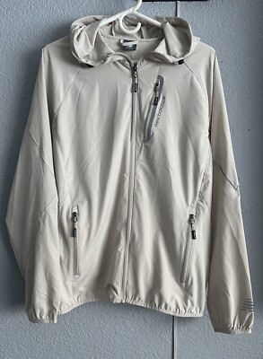 New Balance windbreaker  Mens light beige Full Zip Hood Size S New