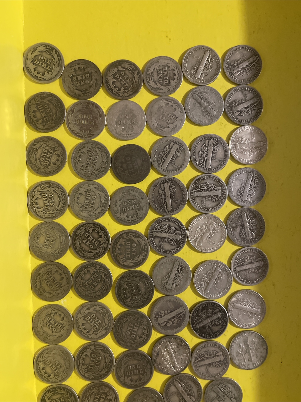 Silver Mixed Lot Of Dimes Roll of 58 Old Coins 90 Silver Dimes eBay