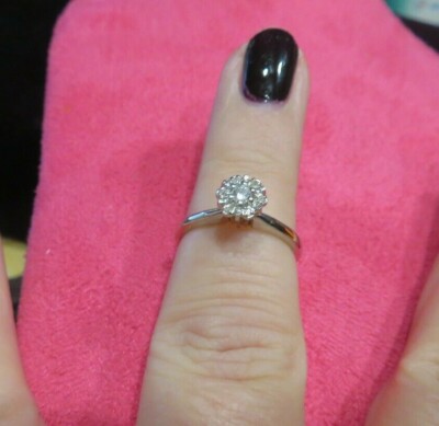 Atemberaubender 14 K massiver Weißgold Diamant Ring!  damen größe 5 1/2 2,1 gr