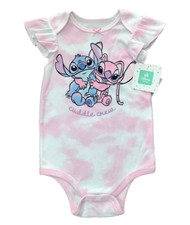 Disney Bodysuit Girls 24 MON Baby Angel & Stitch Cuddle Crew Ruffle NWT